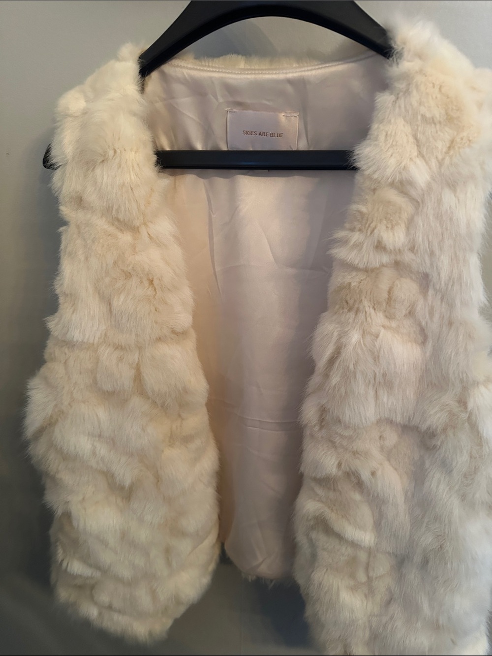 Skies Are Blue Cream Faux Fur Vest